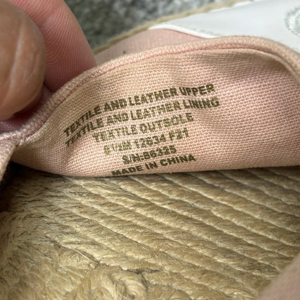 Tory Burch Pink White Colorblock Canvas Espadrille Slip On Logo Flats Size 8.5